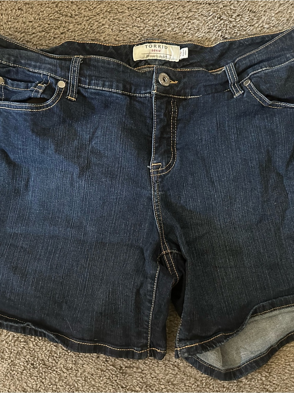torrid dark blue boyfriend denim shorts